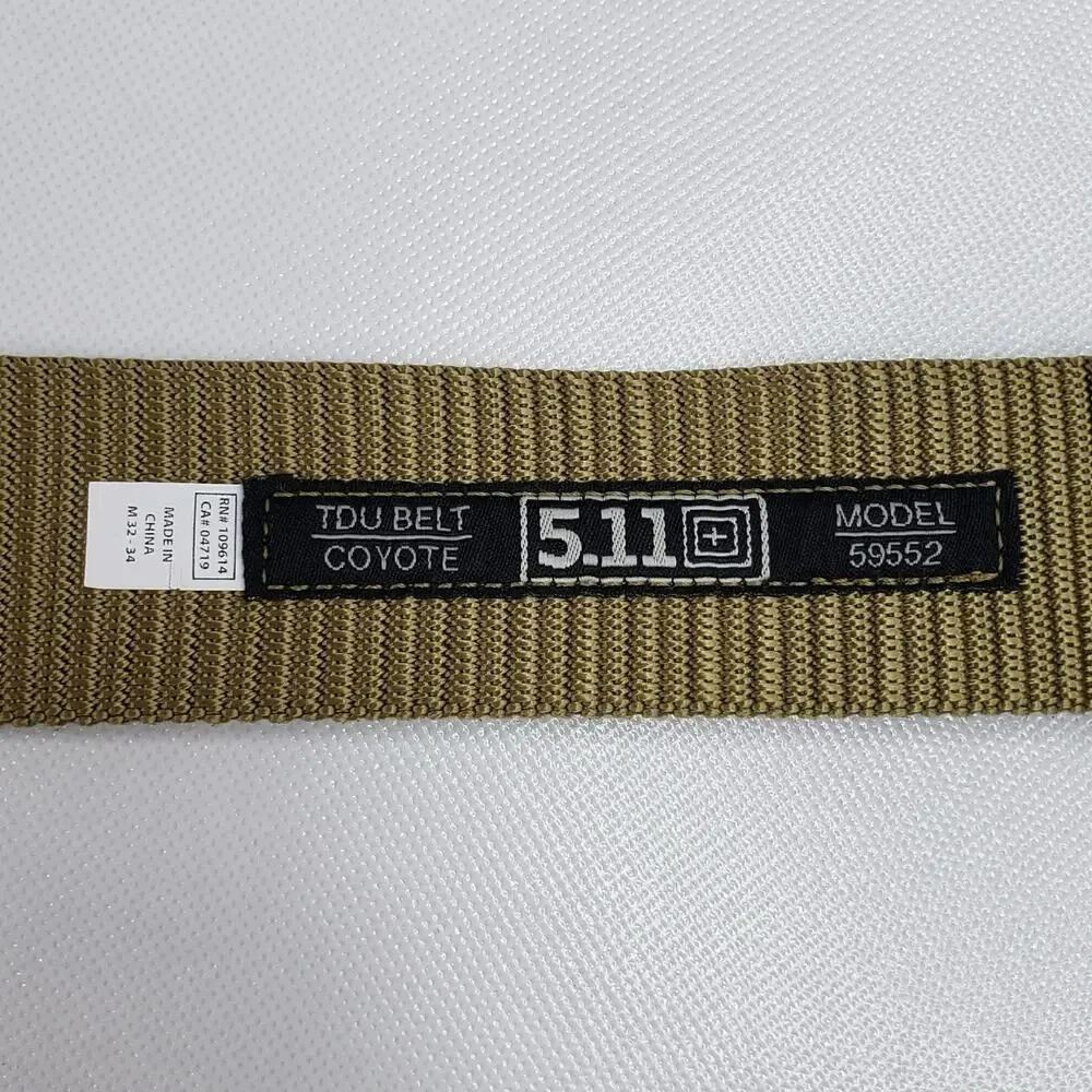 5.11 Tactical TDU Belt Men's Medium 32-34 Coyote Green Nylon Webbing Buckle
